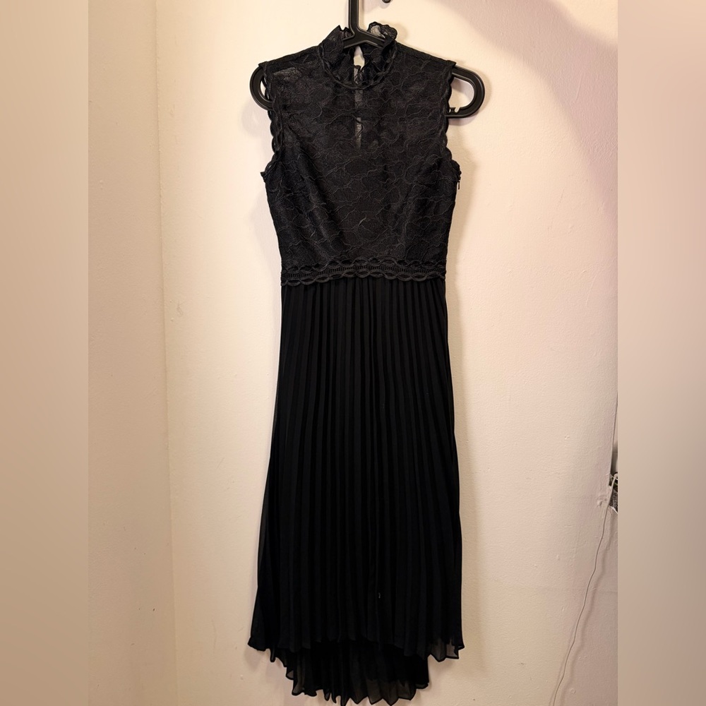 REISS Elegant Black Lace Maxi Dress